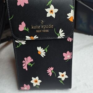 Kate Spade Black Crossbody Bag with Floral Accents